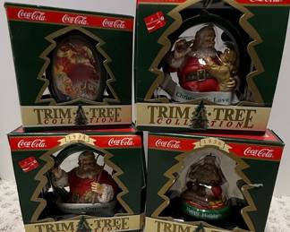 Set of 4 Vintage Coca-Cola Trim-A-Tree Collection Ornaments