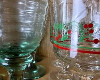 Arby's Holiday Holly and Libbey Sirrus Style Goblets