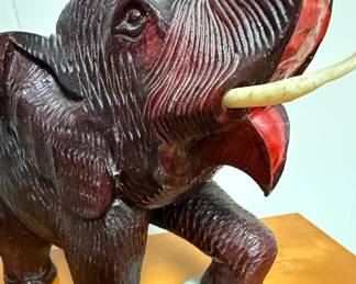 Hand Carved Wood Elephant Figurine Style