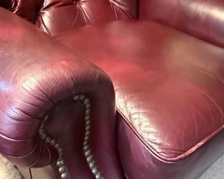 Burgundy Tufted Leather Club Chair Style