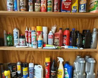 Assorted Automotive Maintenance Fluids and Supplies