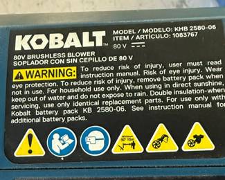 Kobalt 80V Brushless Cordless Leaf Blower Model KHB 2580-06