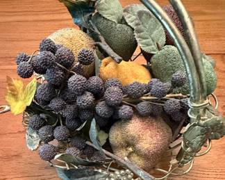 Sugared Faux Fruit Basket Style Centerpiece