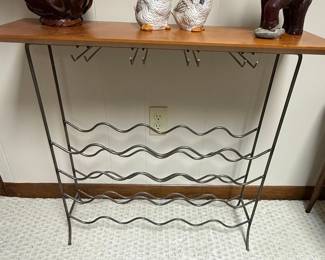 Metal and Wood Wine Rack Console Table Style