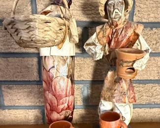 Vintage Mexican Paper Mache Folk Art Figures