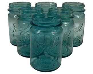 7314 - 6 Blue Ball Mason Jars - 5.5" Tall