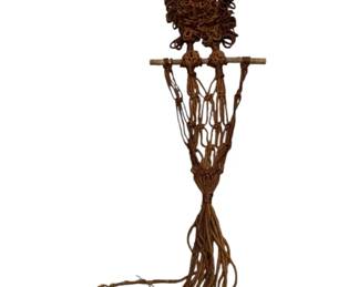 5202 - Mid-Century Macrame Owl Wall Hanging (Description): 57 x 12
