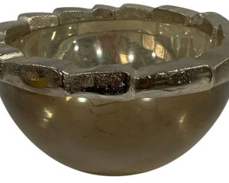 7107 - Glass Decorative Bowl w/ Metal Rim - 5.5 x 10