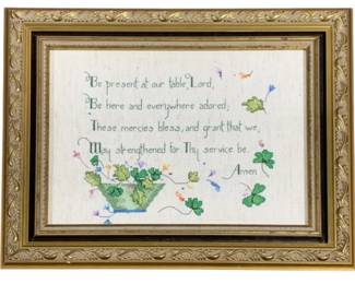 2855 - Framed Needlepoint "Prayer" - 13 x 15.5