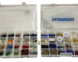 2164 - 2 Organizing Boxes w/ Beads - 14 x 8.5 x 2