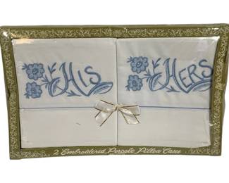 5176 - His & Hers Embroidered Pillowcase Set (Description): New in box