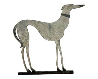 2459 - Wood Dog 12"x18" (Description): A wooden dog figure measuring 12 inches by 18  inches. The piece features a silhouette  design of a sighthound breed standing on a  flat base.