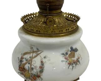 5590 - Painted Glass Oil Lamp Base - 11.5" Tall