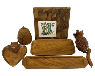 4340 - Lot of Assorted Wood Trays & More