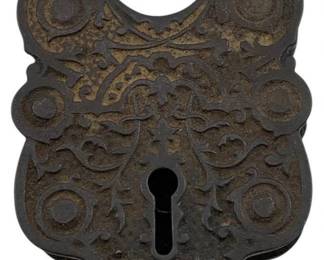 8938 - Antique Lock - As Is - No Key - 4 x 2.25