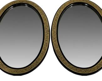 2453 - 2 Oval Mirrors 9"x15" (Description): A set of two oval mirrors, each measuring 9  inches by 15 inches.
