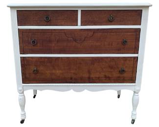 3003 - Vintage Painted Decorated 4 Drawer Chest (Description): 36 x 38 x 20
