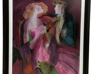 2871 - Framed Seriolithograph "Robe du Soir" signed (Description): by French Brazilian artist Linda Le Kinff 38 x 31