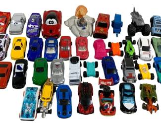 2419 - 40 Die-Cast Cars Hot Wheels & More (Description): Lot of 40 die-cast cars including Hot Wheels  and other brands. This assortment features a  variety of vehicle styles and colors.