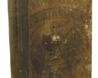 13 - 1871 Edition The New American Fourth Reader (Description): 1871 edition of The New American Fourth  Reader, published by E. Butler & Co.,  Philadelphia. This antique schoolbook is part  of Butler's New American Readers series and  features the original cloth and paper-covered boards. The cover shows significant  age-related wear with peeling, discoloration,  and rubbing consistent with heavy use during  the late 19th century. The spine shows  fraying at the edges.