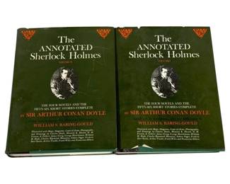 2358 - 2 Vol Set The Annotated Sherlock Holmes (Description): A two-piece set of Sherlock Holmes books.  This set features The Annotated Sherlock  Holmes by Sir Arthur Conan Doyle, edited by  William S. Baring-Gould, containing the four  novels and fifty-six short stories complete in two volumes.