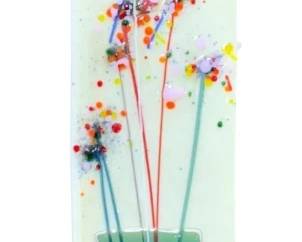 2334 - Glass Wall Art 13"x4.25" (Description): Decorative glass wall art piece featuring  fused glass design. Measures 13 inches by  4.25 inches.