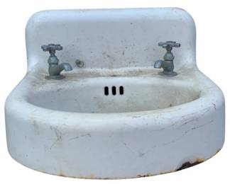 3034 - Architectural Porcelain 2 Faucet Sink (Description): 14 x 19 x 15, wall mount