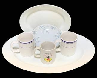 2314 - Assorted Dishes (Description): A lot of assorted dishes including serving  pieces and mugs.