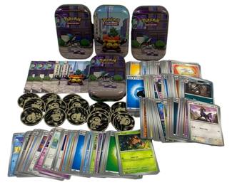 5226 - Pokemon Lot - 200 Cards, 4 Tins, 15 Coins