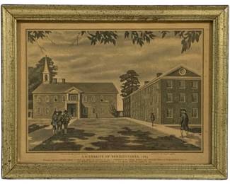 7384 - Framed Vintage University of Pennsylvania Print (Description): 13.5 x 10.5