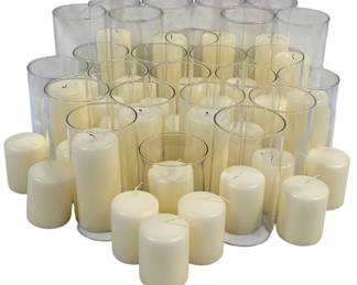7287 - Assorted Candles & Candleholders - 6.5 & 8" Tall