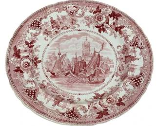 2148 - Gondola Red/White Platter - 10.5" Round