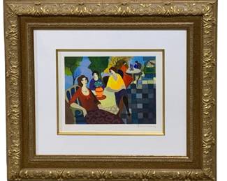 2885 - Framed Serigraph "Afternoon at the Cafe" signed (Description): by Itzchak Tarkay and #222/450 23 x 24.5