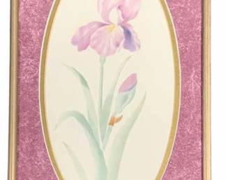 2852 - Wall Art -Signed - 14.25 x 8.25 (Description): possibly water color on fabric