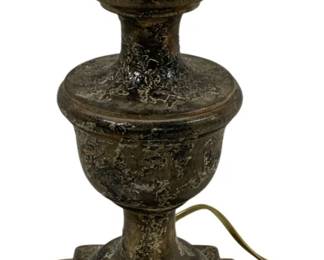 2478 - Lamp Base 13" tall (Description): A lamp measuring 13 inches tall. The lamp  features an urn-shaped body on a square base  with a brass socket fitting. Used as is electric/electronic/mechanical  item. No guarantee all components, untested.