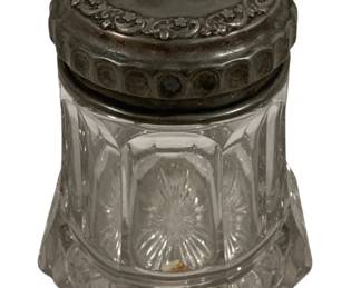 2199 - Glass Humidor w/ Silver Plate Top - 6.5" Tall (Description): Apollo Quadruple Plate Signed
