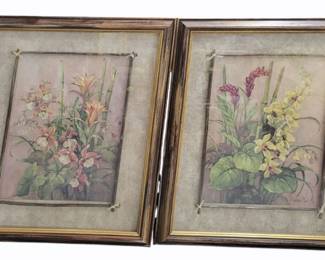2256 - Pair Framed Floral Prints 37 x 32
