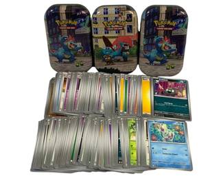 7182 - 200 Pokemon Cards & 3 Metal Tins