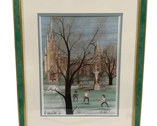 2136 - The University by P Buckley Moss #633/1000 (Description): Signed - 19.5 x 15.5