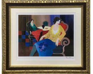 2878 - Framed Serigraph "Little Round Table #7" signed (Description): by Itzchak Tarkay 31 x 34