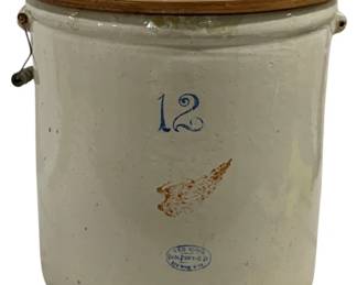 7278 - Red Wing 12 Gallon Crock w/ Lid - As Is (Description): Has Hole in Bottom 18 x 18 - 12 Gallon