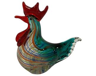 5496 - Murano Art Glass Rooster 8 x 7 x 4