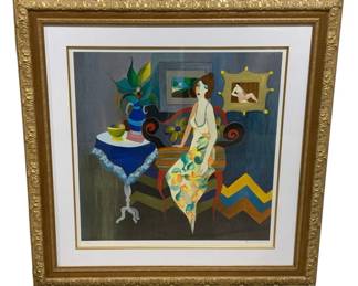 2874 - Framed Serigraph "Elegant Pause" signed (Description): by Artist Itzchak Tarkay and #331/450 38.5 x 38.5