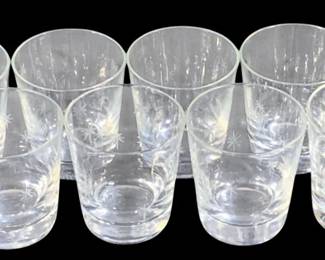 5197 - 8 Etched "Stardust" Rocks Glasses (Description): 3.5"