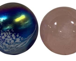 2150 - 2 Glass Paperweights - 2.75" Round