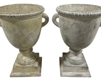 2446 - Pair Decorative Urns 11" Tall (Description): A 2-piece set of decorative urns. Each urn  measures 11 inches tall.