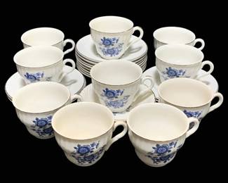 2308 - 25pc. Wedgwood English Cups & Saucers (Description): A 25-piece of Wedgwood china featuring cups  and saucers. The set displays the classic  Wedgwood quality and craftsmanship.