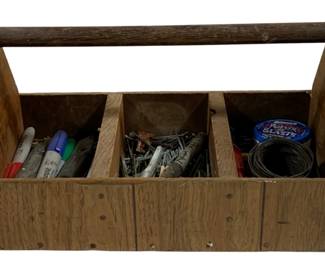 5124 - Wooden Toolbox w/ Contents - 17 x 10 x 8.5