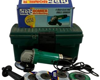 5068 - HCD 4" Angle Grinder w/ Box and Toolbox (Description): Used as is electric/electronic/mechanical  item. No guarantee all components, untested.