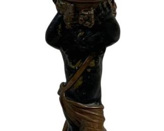 2047 - Figural Lamp Base 22" Tall (Description): Figural lamp measuring 22 inches tall. The  lamp features a decorative figural base with  classical styling. Used as is electric/electronic/mechanical  item. No guarantee all components, untested.